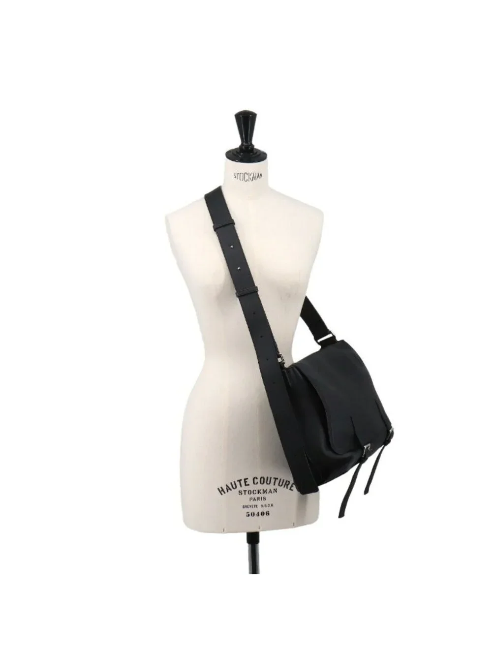 Loewe Military Messenger Shoulder Bag Leather Black Silver 337 02